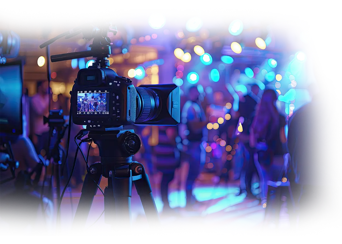 Cámara grabando la cobertura de un evento